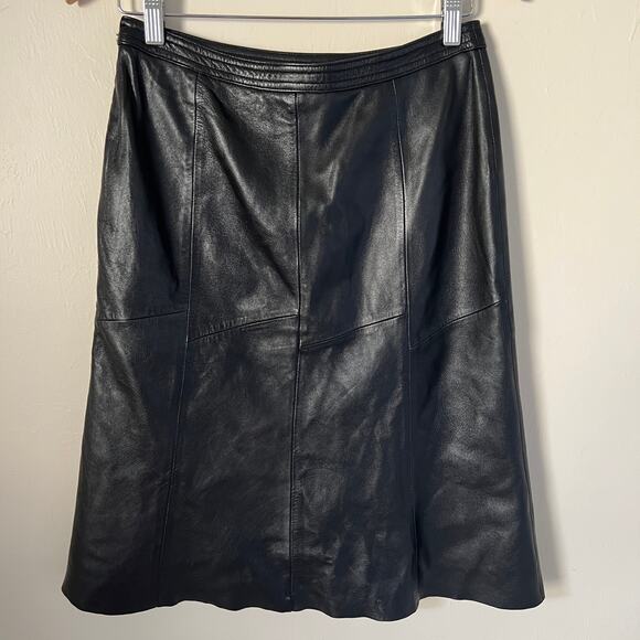 Halogen Dresses & Skirts - Halogen A Line 100% Black Leather Skirt Size 4